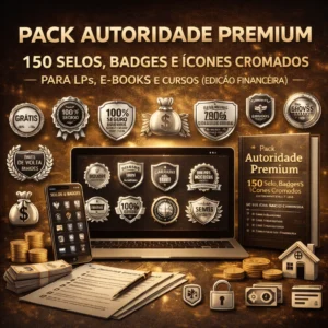 Pack Autoridade Premium: 150 Selos, Badges e Ícones Cromados para LPs, E-books e Cursos (Edição Financeira)